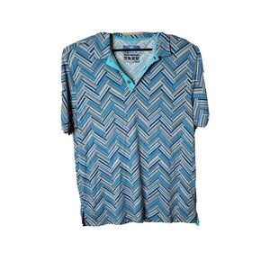 IBKUL Men's Blue Golf Polo Shirt Size Large UPF 50 t61